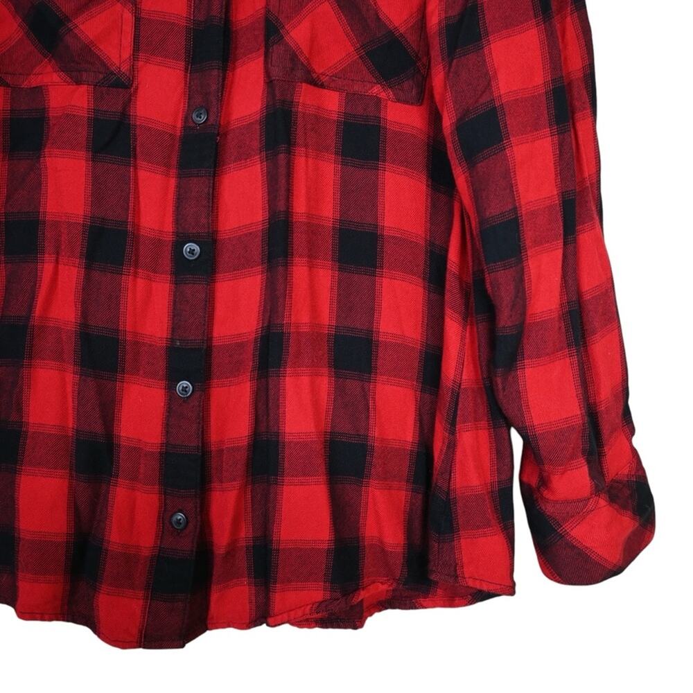 Sanctuary Women's S Red and Black Plaid Button Down Shirt - Picture 5 of 8